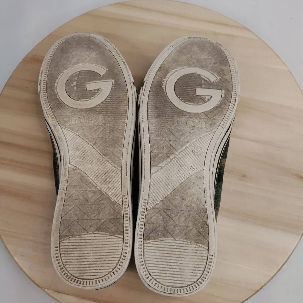 G by GUESS Camo Metallic Bronze Sneakers Decorative Zipper Women US 8.5M - Picture 7 of 10